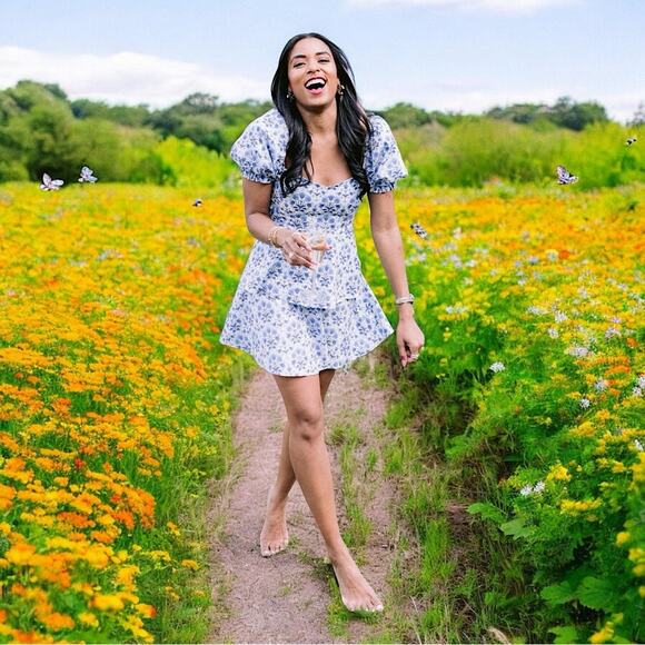 NWT Show Me Your MuMu Margaux Tiered Mini Dress in Teagan Floral Size Large - Picture 4 of 9